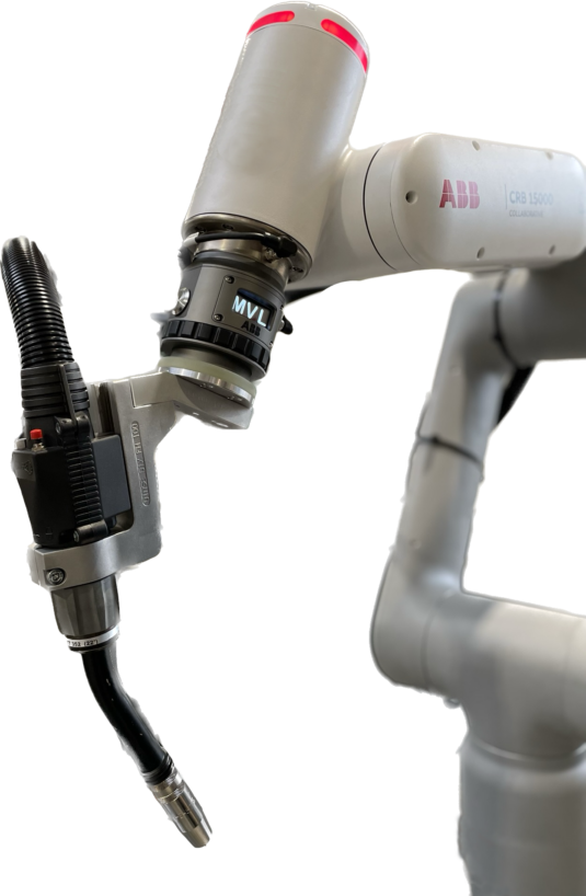 Schweißroboter am Schweißtisch